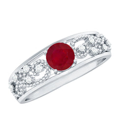 Natural 0.6 Carat Ruby Vintage Looking Engagement Ring with Diamond