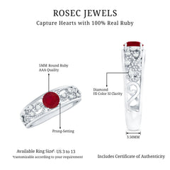 Natural 0.6 Carat Ruby Vintage Looking Engagement Ring with Diamond