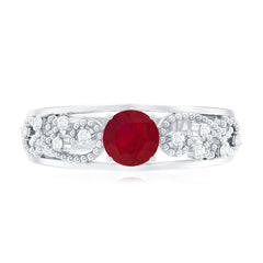 Natural 0.6 Carat Ruby Vintage Looking Engagement Ring with Diamond