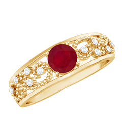 Natural 0.6 Carat Ruby Vintage Looking Engagement Ring with Diamond
