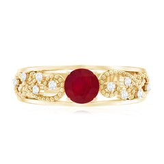 Natural 0.6 Carat Ruby Vintage Looking Engagement Ring with Diamond
