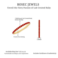 French Pave Set Lab Grown Ruby Stackable Eternity Band