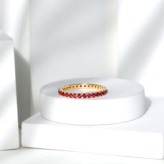 French Pave Set Lab Grown Ruby Stackable Eternity Band