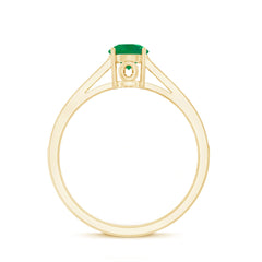 Genuine 5mm Emerald Solitaire Engagement Ring with Diamond Side Stones