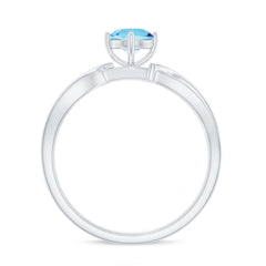 Real 0.8 Ct Aquamarine and Diamond Infinity Engagement Ring