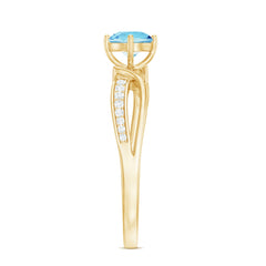 Real 0.8 Ct Aquamarine and Diamond Infinity Engagement Ring