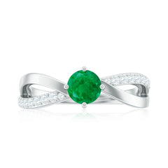 Real Emerald Infinity Promise Ring with Diamond