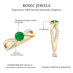 Real Emerald Infinity Promise Ring with Diamond