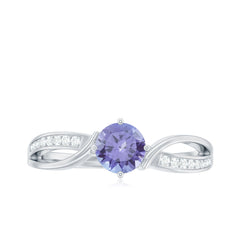 Certified Real Tanzanite Diamond Promise Ring for Proposal