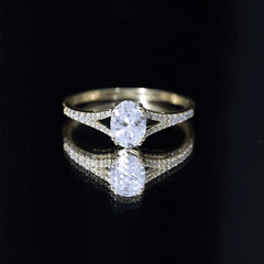 Certified Moissanite Oblong Engagement Ring with Split Shank