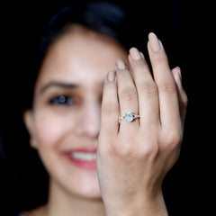 Certified Moissanite Oblong Engagement Ring with Split Shank