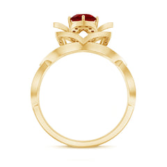 1.25 CT Created Ruby and Moissanite Flower Engagement Ring
