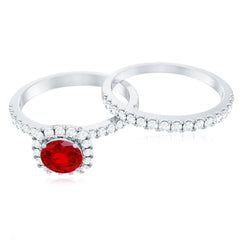 Vintage Inspired Created Ruby and Diamond Wedding Band Ring