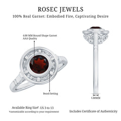 Vintage Looking Garnet Engagement Ring in Bezel Setting