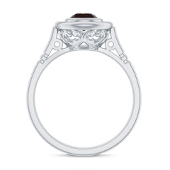 Vintage Looking Garnet Engagement Ring in Bezel Setting