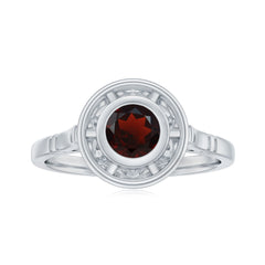 Vintage Looking Garnet Engagement Ring in Bezel Setting