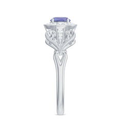 Natural Tanzanite Retro Engagement Ring with Diamond