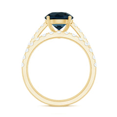 8mm Round London Blue Topaz Solitaire Rings Set with Moissanite Band