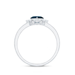8mm Heart London Blue Topaz Engagement Ring with Diamond