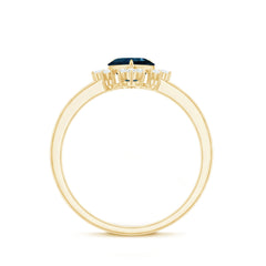 8mm Heart London Blue Topaz Engagement Ring with Diamond