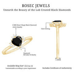 1 CT Heart Shaped Lab Created Black Diamond Promise Ring with Diamond Accent