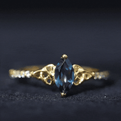 4x8mm Marquise Cut London Blue Topaz Celtic Engagement Ring with Diamond