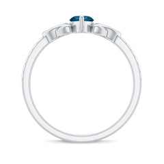 4x8mm Marquise Cut London Blue Topaz Celtic Engagement Ring with Diamond