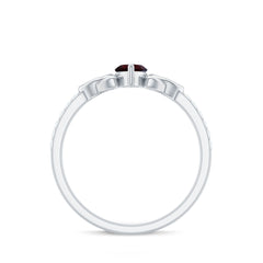 Real Garnet Diamond Marquise Engagement Ring with Celtic Knot