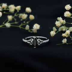 Marquise Lab Grown Black Diamond Knot Promise Ring