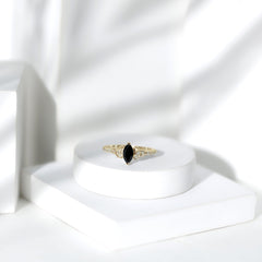 Marquise Lab Grown Black Diamond Knot Promise Ring