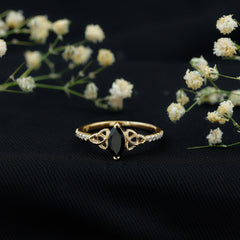 Marquise Lab Grown Black Diamond Knot Promise Ring