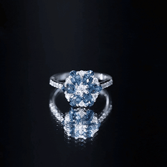 Natural London Blue Topaz Flower Engagement Ring with Diamond