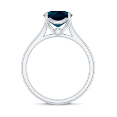 Solitaire Cushion Cut London Blue Topaz Cathedral Engagement Ring