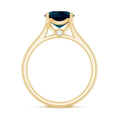Solitaire Cushion Cut London Blue Topaz Cathedral Engagement Ring