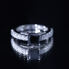 Lab Created Black Diamond Solitaire Ring with Moissanite