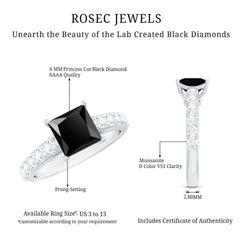 Lab Created Black Diamond Solitaire Ring with Moissanite