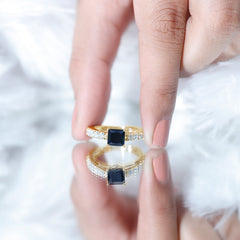 Lab Created Black Diamond Solitaire Ring with Moissanite