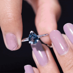 6X8mm Pear Shape London Blue Topaz Single Stone Engagement Ring