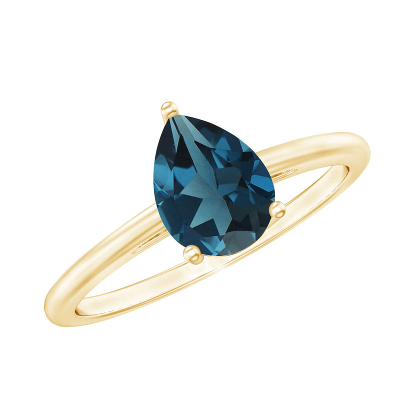 6X8mm Pear Shape London Blue Topaz Single Stone Engagement Ring