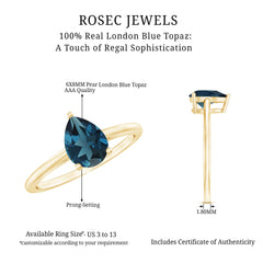 6X8mm Pear Shape London Blue Topaz Single Stone Engagement Ring