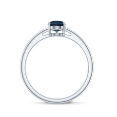 5X7MM Pear Shaped London Blue Topaz Solitaire Ring