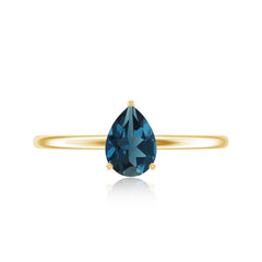 5X7MM Pear Shaped London Blue Topaz Solitaire Ring