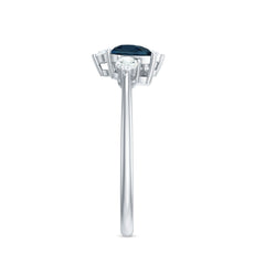 Genuine London Blue Topaz and Diamond 2 Stone Promise Ring