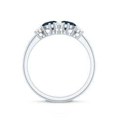 Genuine London Blue Topaz and Diamond 2 Stone Promise Ring
