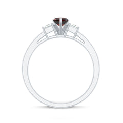 Natural Garnet Heart Shaped Promise Ring with Diamond