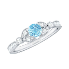 Natural Aquamarine Diamond Engagement Ring With Certificate