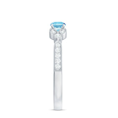 Natural Aquamarine Diamond Engagement Ring With Certificate