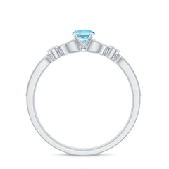 Natural Aquamarine Diamond Engagement Ring With Certificate