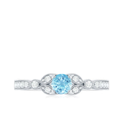 Natural Aquamarine Diamond Engagement Ring With Certificate