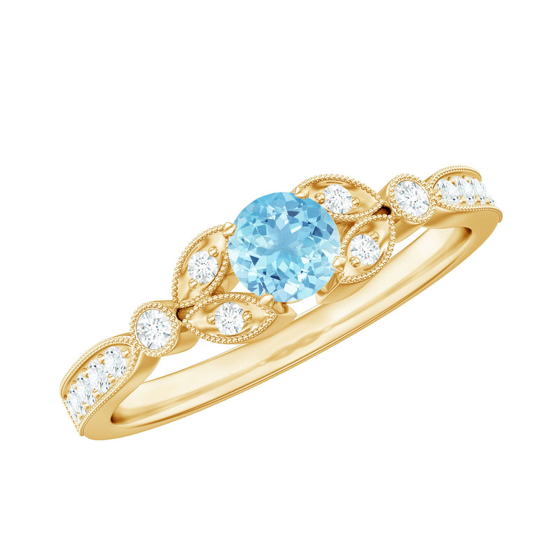 Natural Aquamarine Diamond Engagement Ring With Certificate